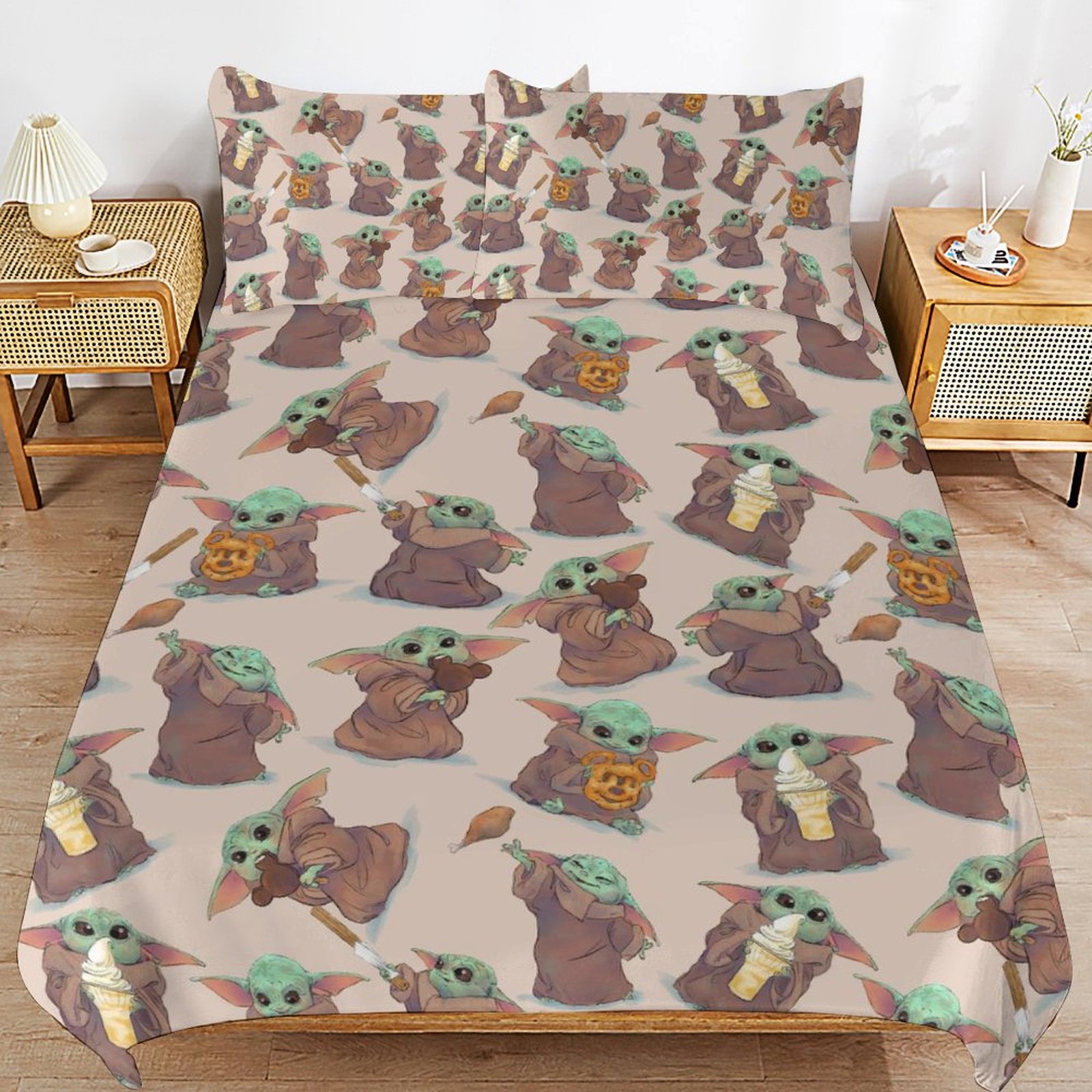 Baby Yoda Bedding Sets Cute Bed Cover Anime Cartoon 3D Printed