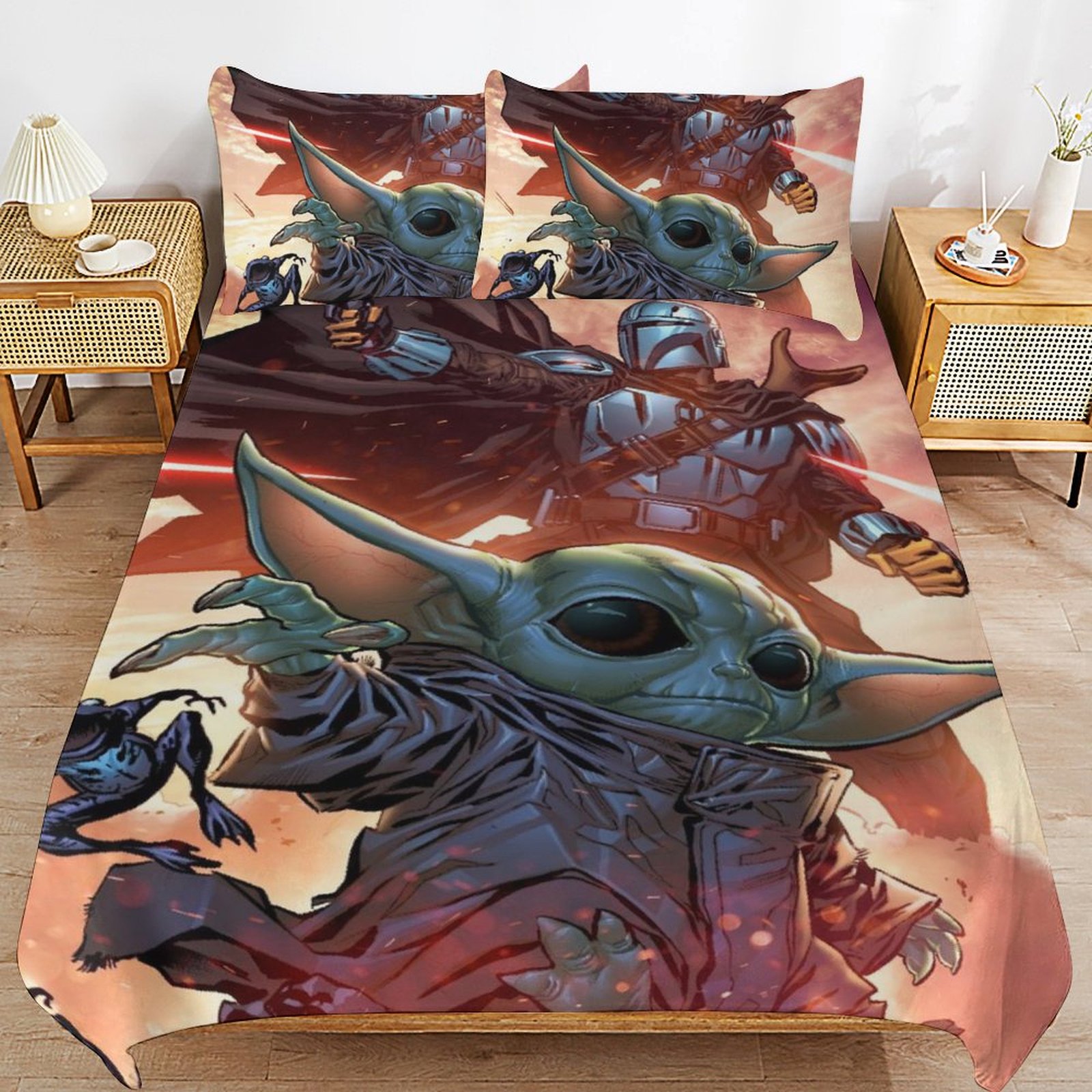 Baby Yoda Bedding Sets Cute Bed Cover Anime Cartoon 3D Printed