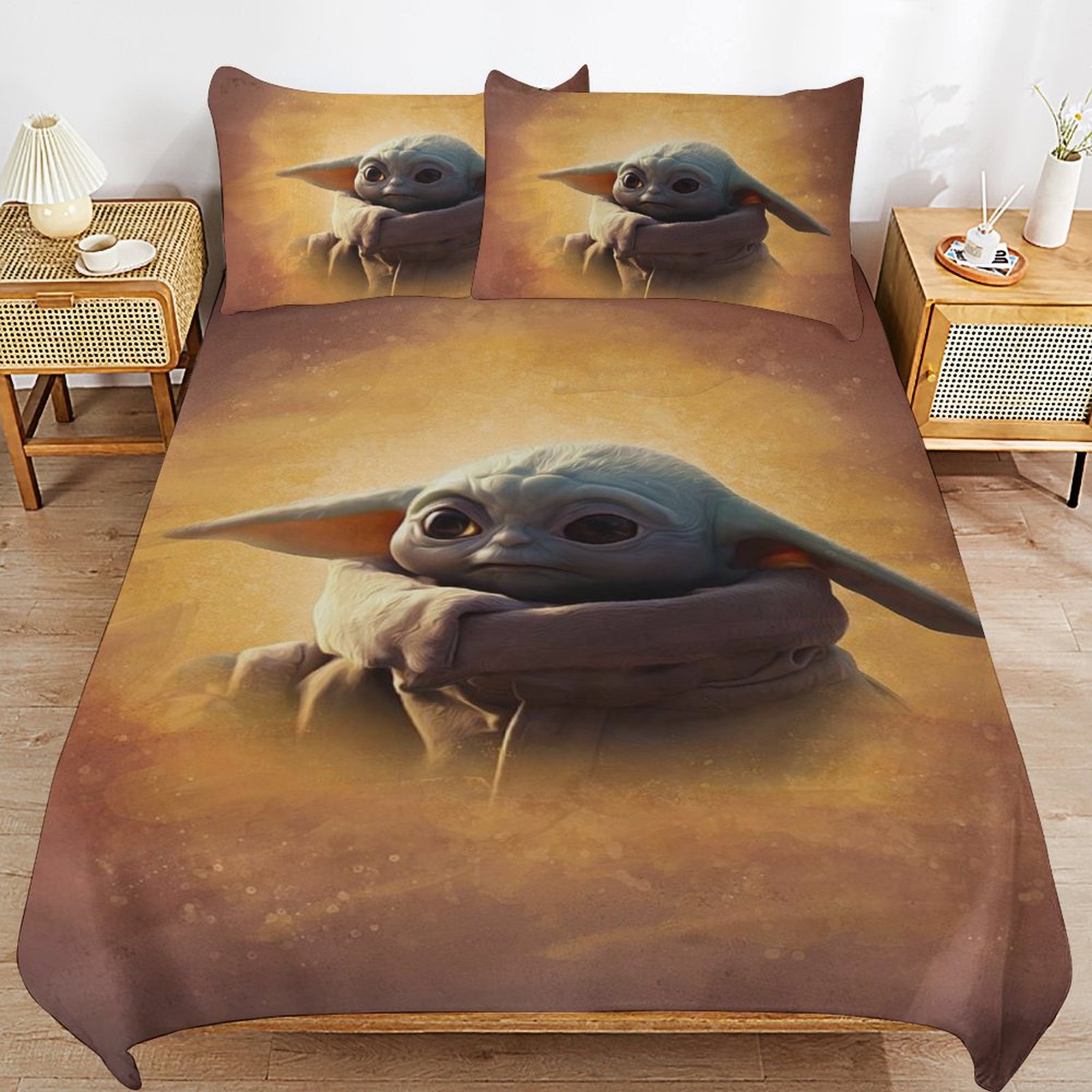 Baby Yoda Bedding Sets Cute Bed Cover Anime Cartoon 3D Printed