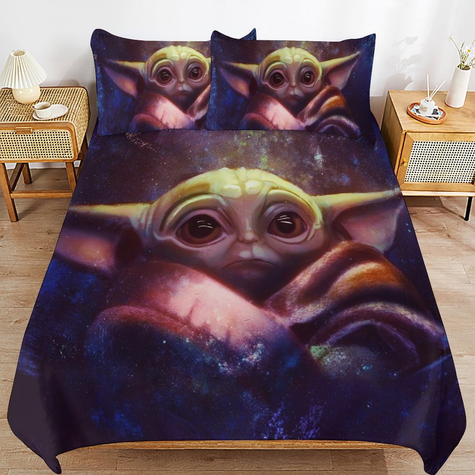 Baby Yoda Bedding Sets Cute Bed Cover Anime Cartoon 3D Printed
