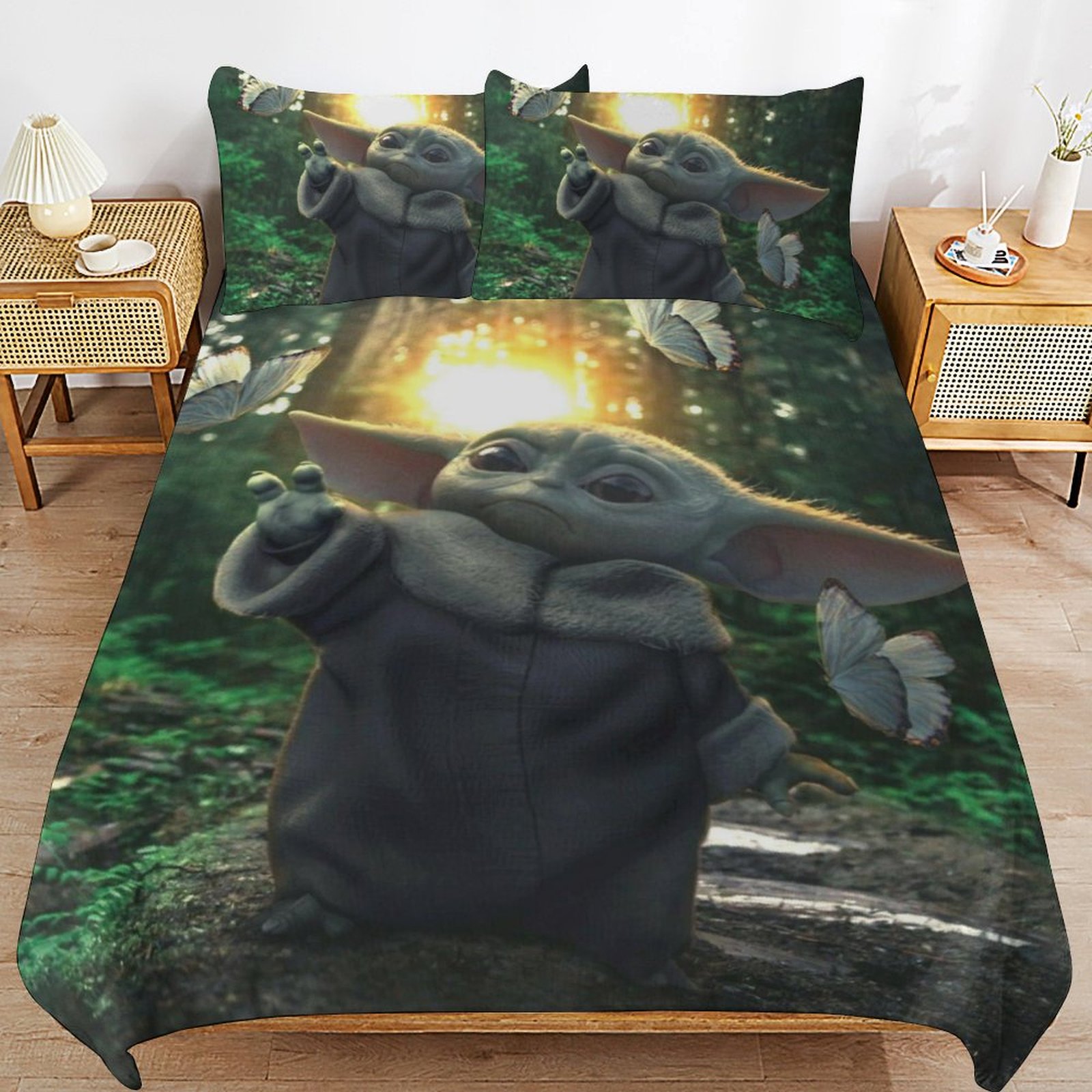 Baby Yoda Bedding Sets Cute Bed Cover Anime Cartoon 3D Printed
