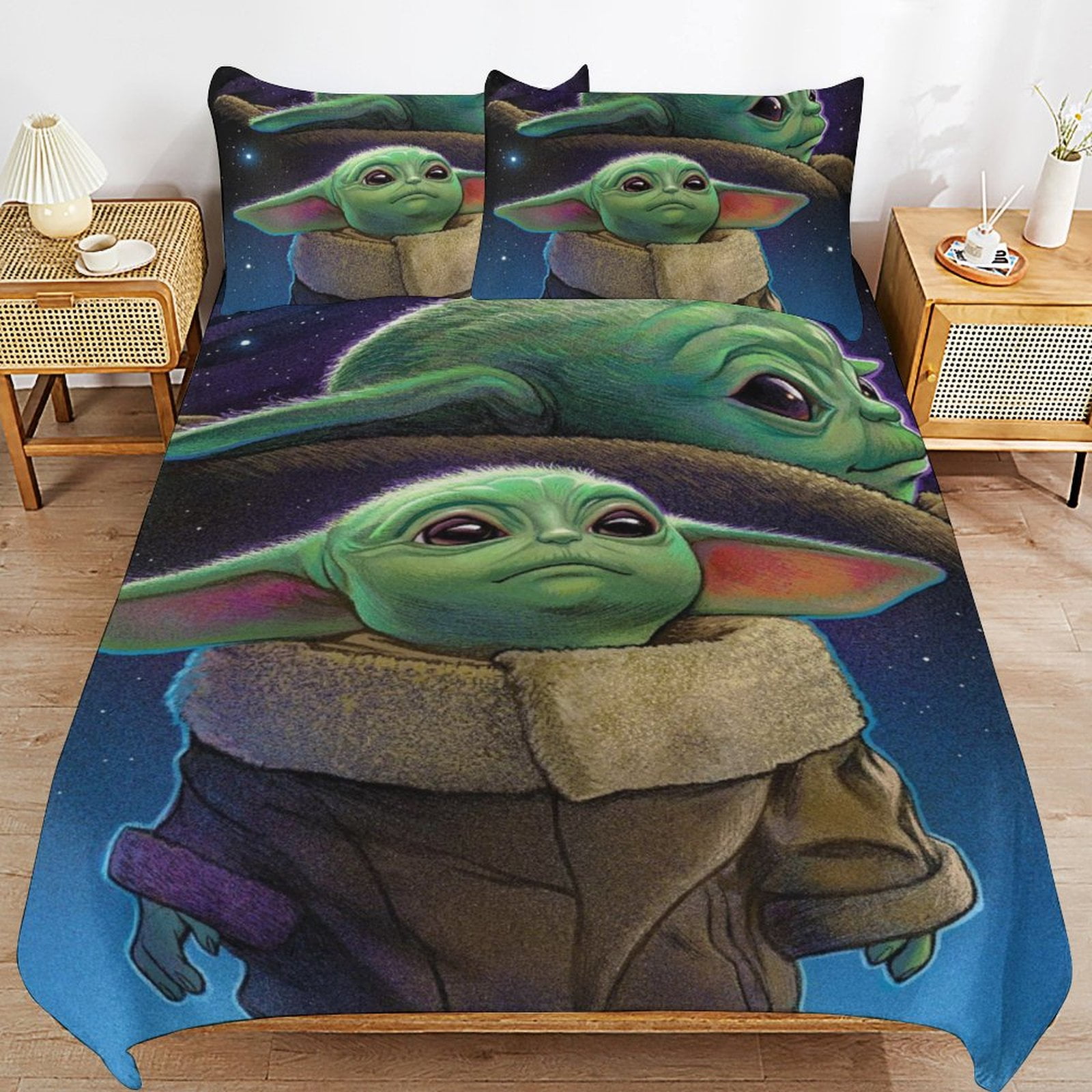 Baby Yoda Bedding Sets Cute Bed Cover Anime Cartoon 3D Printed