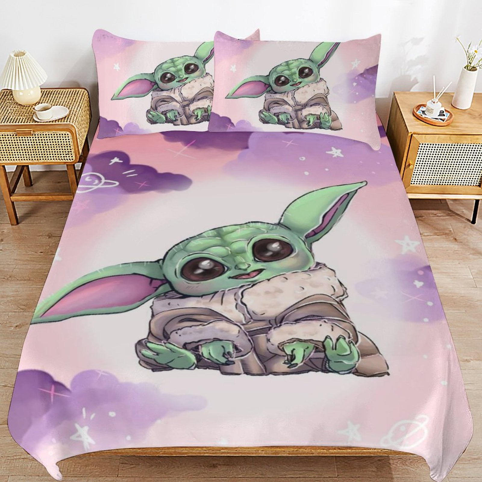 Baby Yoda Bedding Sets Cute Bed Cover Anime Cartoon 3D Printed