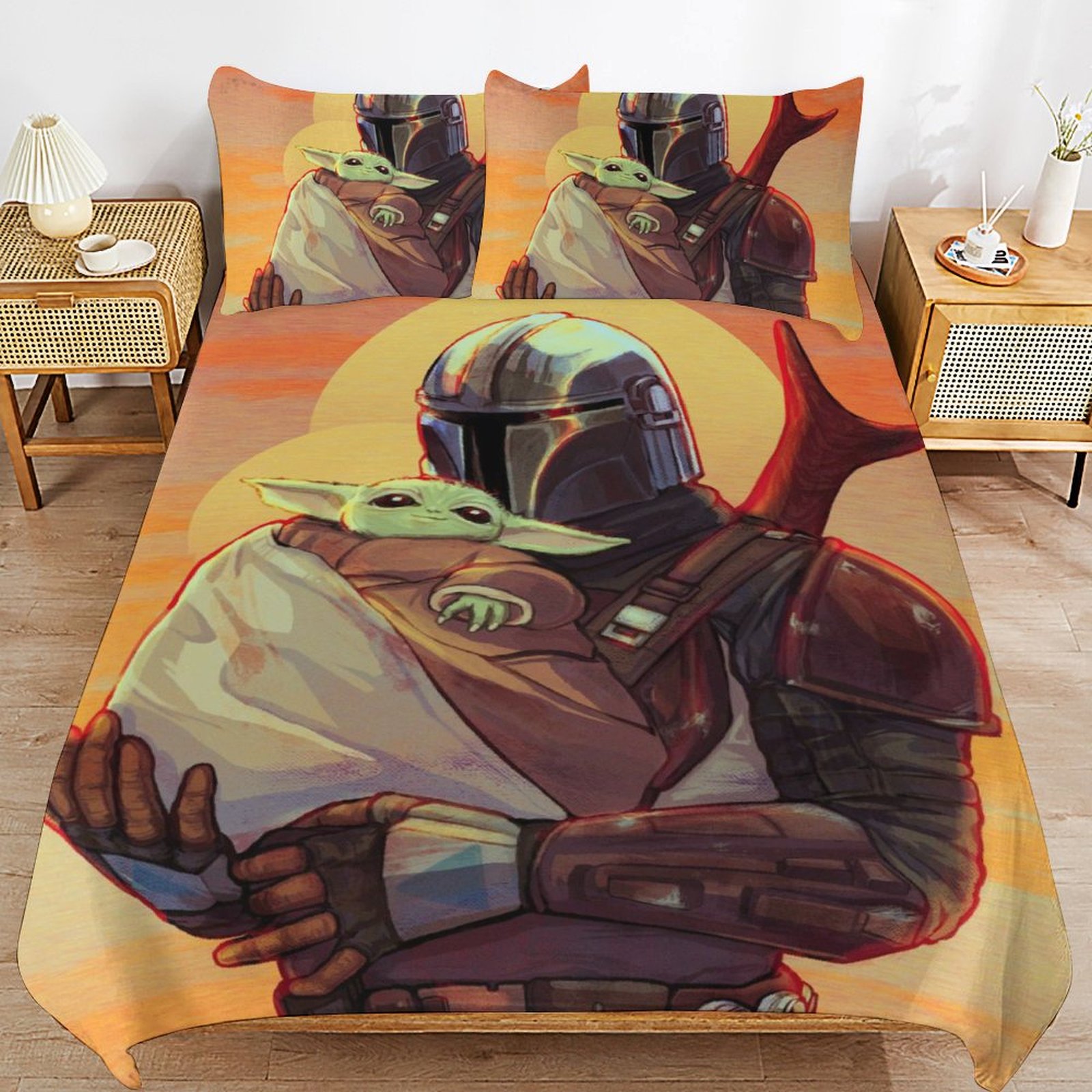 Baby Yoda Bedding Sets Cute Bed Cover Anime Cartoon 3D Printed