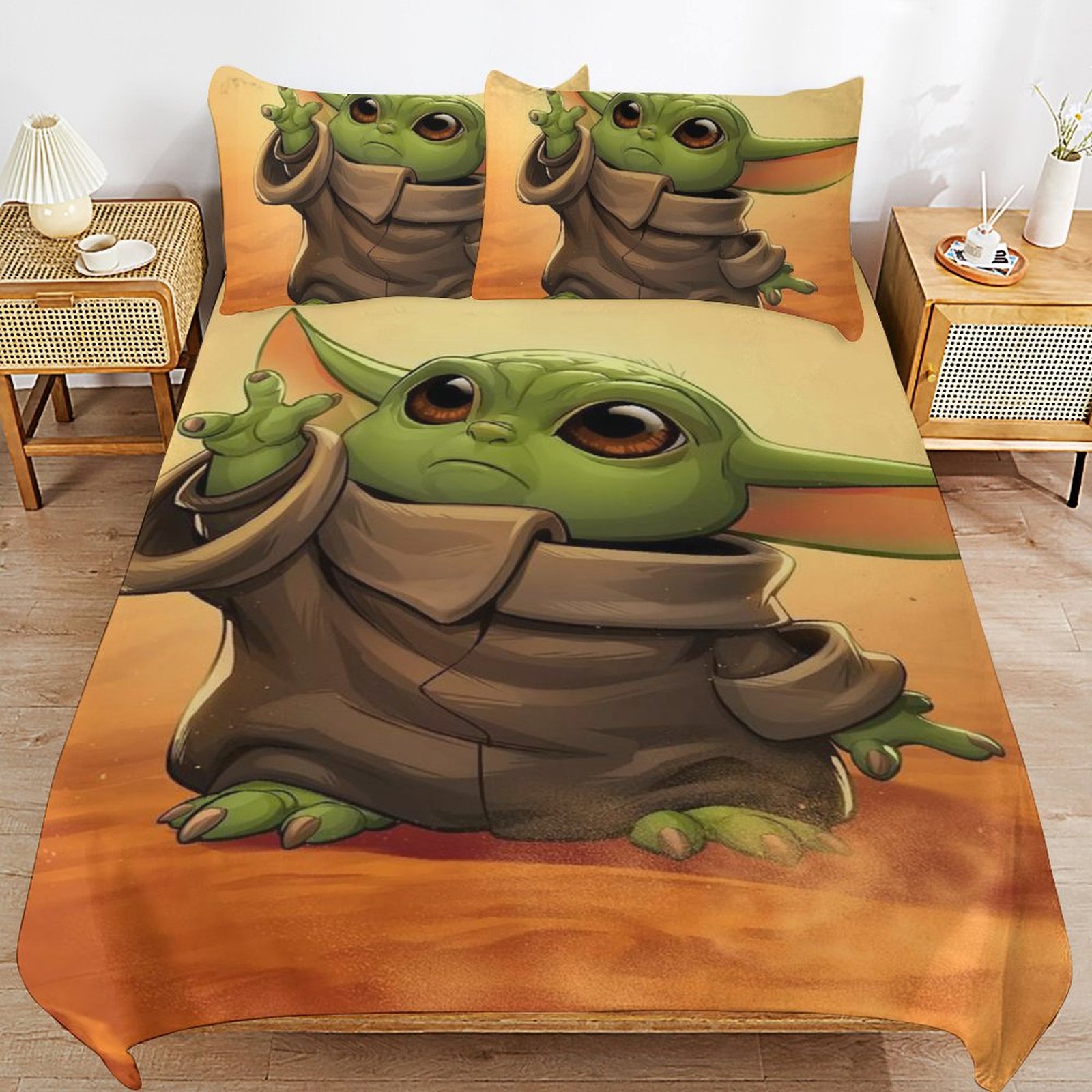 Baby Yoda Bedding Sets Cute Bed Cover Anime Cartoon 3D Printed