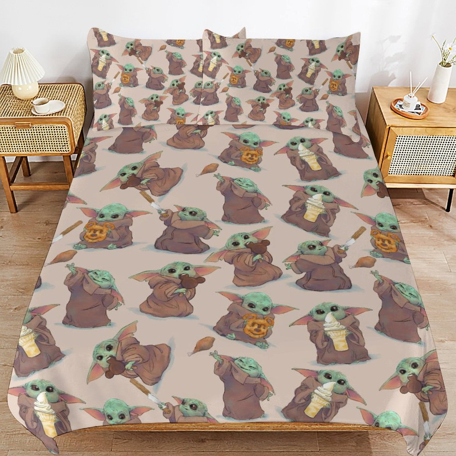 Baby Yoda Bedding Sets Cute Bed Cover Anime Cartoon 3D Printed