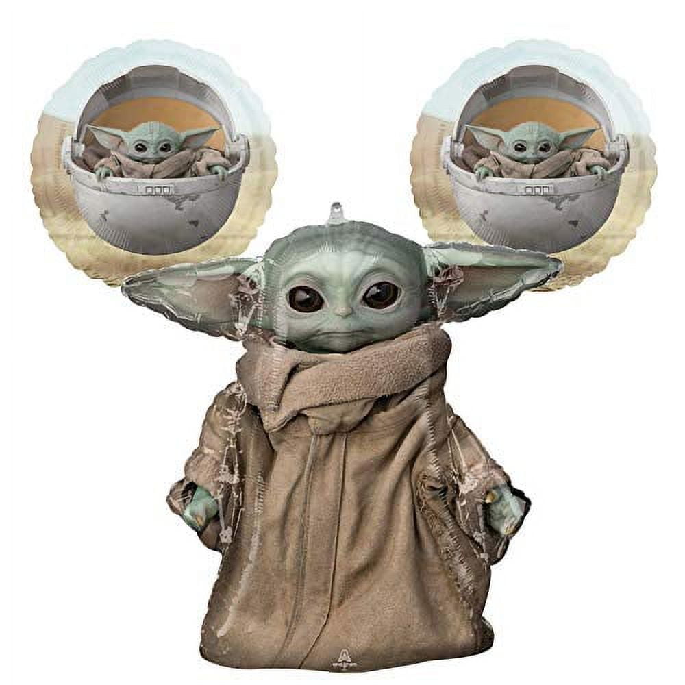 EPIC PARTY PLAN Baby Yoda Birthday Balloon Bouquet - Star Wars Balloons 3 Pack Birthday Party Supplies For A Baby Yoda The Child Starwars Ballon Bouquet From The Mandalorian Series