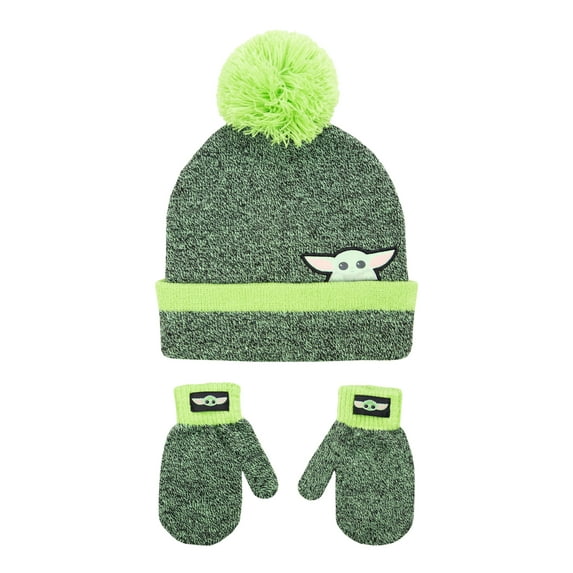 Baby Yoda Boys 2-Piece Beanie Style Hat & Mittens Set