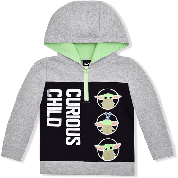 Baby Yoda Boys Single Character Half Zip Up Hoodie, 4-9