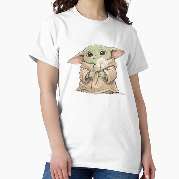 Baby Yoda Dandelion Whimsical Cottagecore Nature Wishes Chibi Top T-Shirt