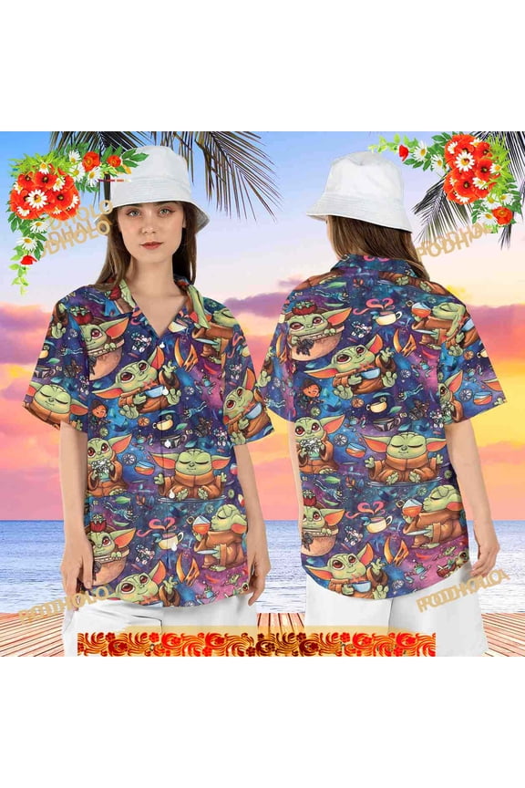 Baby Yoda Funny Hawaiian Shirt, Mandalorian the Child Hawaii Shirt, Grogu Summer Aloha Shi
