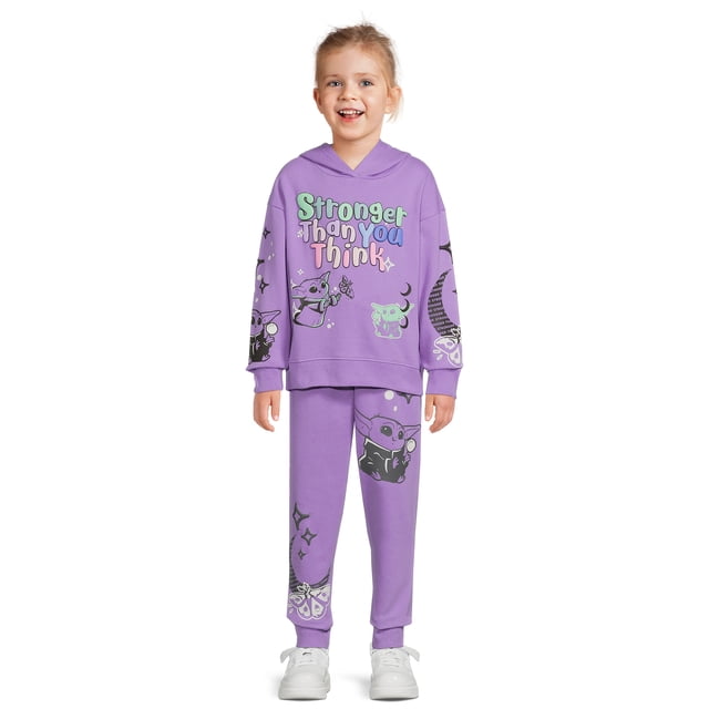 Baby Yoda Girls Graphic Hoodie and Jogger Outfit Set, 2-Piece, Sizes 4-16