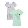 thumbnail image 1 of Baby Yoda Girls Short Sleeve Play Dress, 2 Pack, Sizes 4-12, 1 of 9