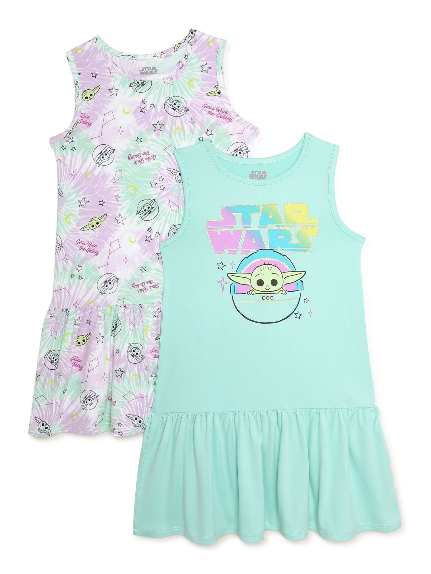Baby Yoda Girls Sleeveless Dresses, 2Pack, Sizes 412