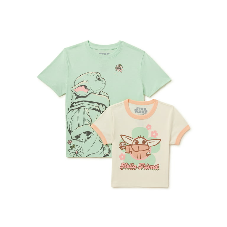 Baby Yoda Girls T-Shirt, 2-Pack, Sizes 4-16 