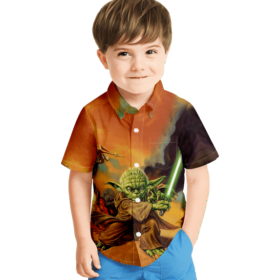 Baby Yoda Hawian Shirt Amusing Short Sleeves Hawaiian Top for Junior Girls Summer Clothes