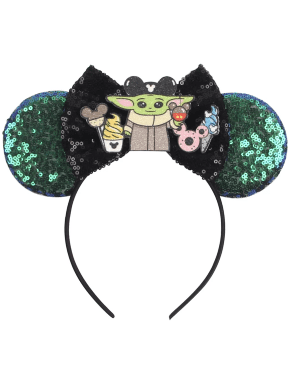 Baby Yoda Inspired Minnie Ears,Pick your color, Star Wars Minnie Ears, Silver gold blue minnie ears (Baby Yoda)
