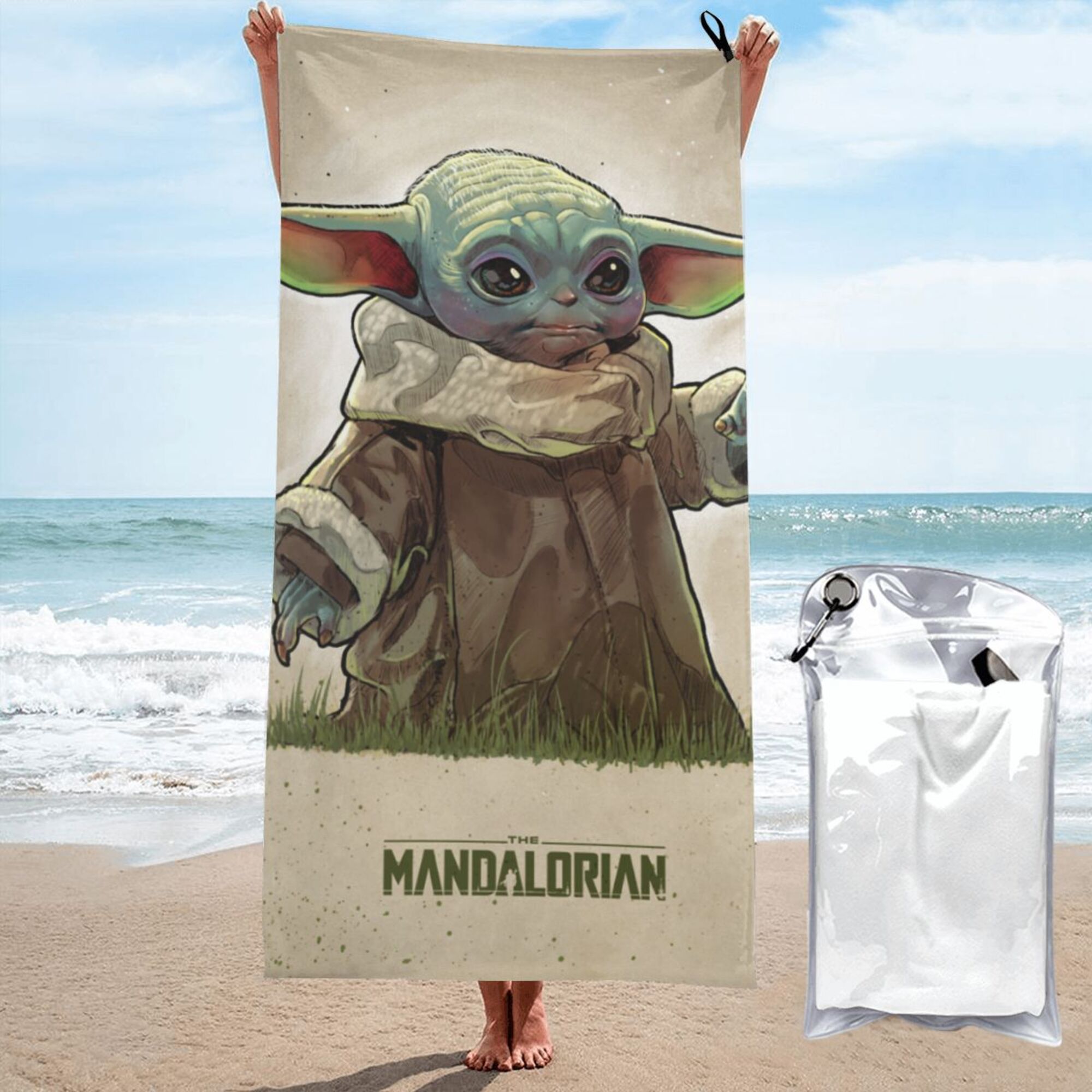 Baby Yoda Microfiber Beach Towel Beach Summer Absorbent Large Bath Pool