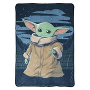 Baby Yoda Powerful Child Kids Blanket, 62 x 90, Microfiber, Blue, Star Wars