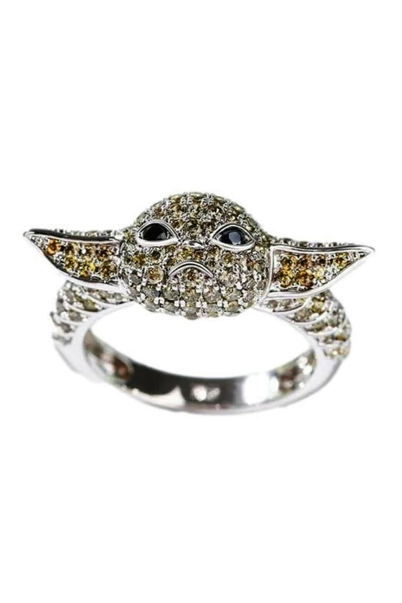 Yoda Rhinestone Stainless Steel Band Ring Size 10