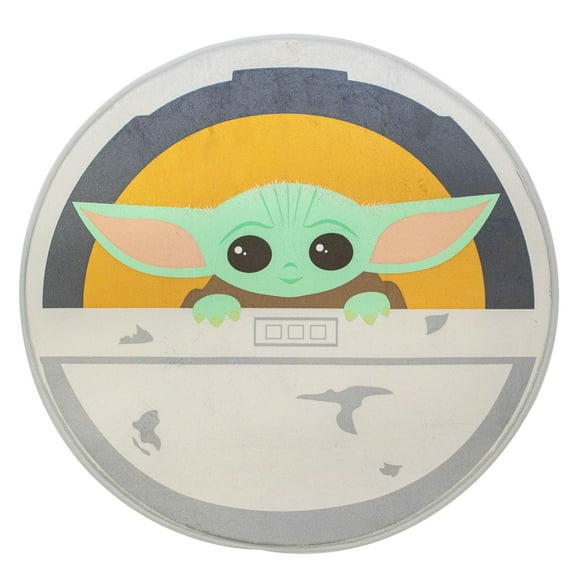 Baby Yoda Round Kids Skid-Resistant Foam Bath Rug, 23 x 23, Microfiber, Green, Star Wars