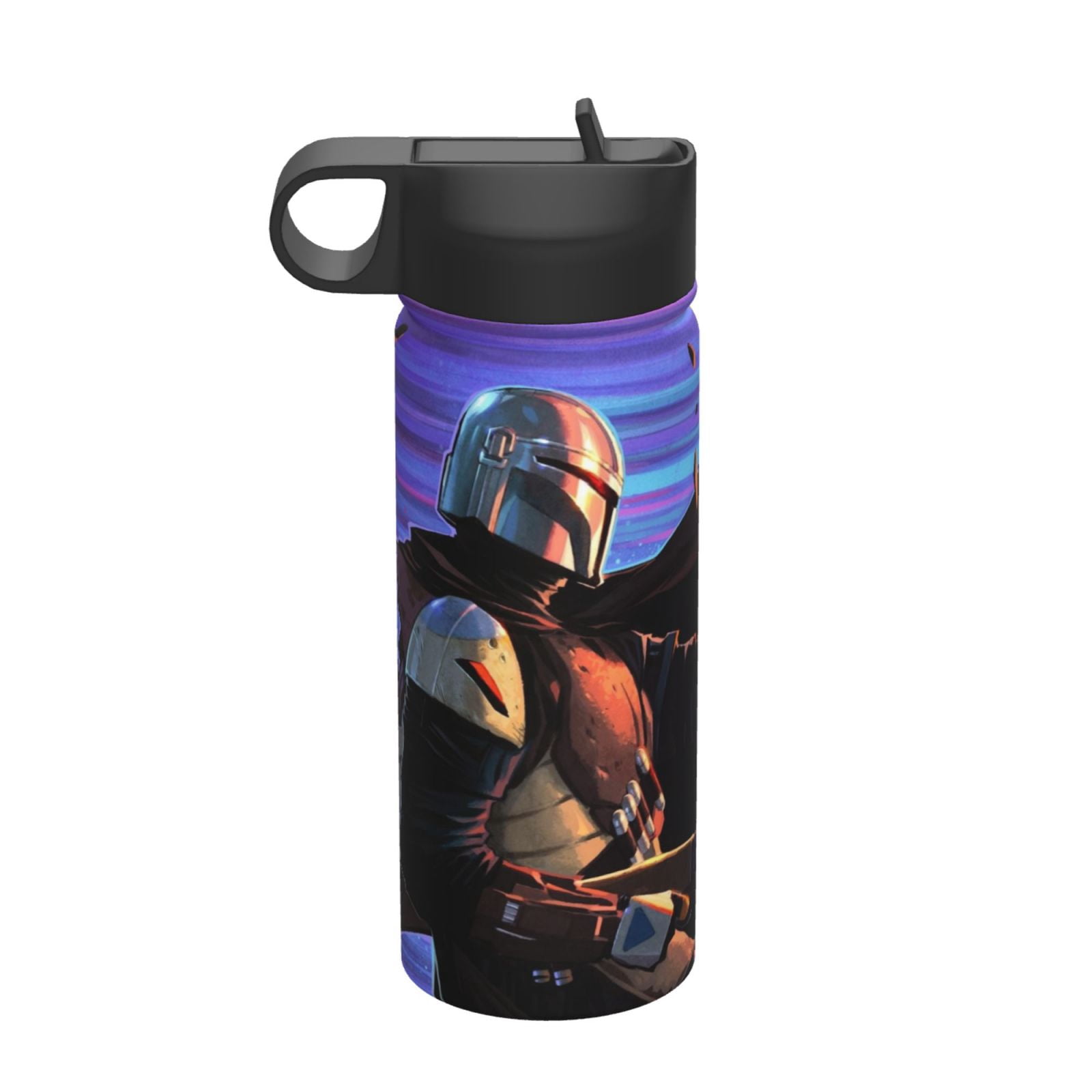 Baby Yoda Stainless Steel Water Bottle Wide Mouth Water Bottle With Straw Lid For Students Boys