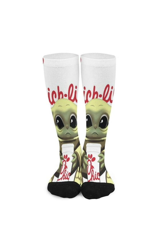 Baby Yoda Stocking Long Socks Breathable Knee High Thigh Stockings High Socks Sport Socks for Mens Womens