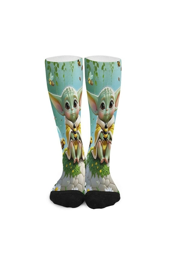 Baby Yoda Stocking Long Socks Breathable Knee High Thigh Stockings High Socks Sport Socks for Mens Womens