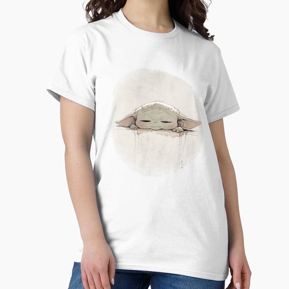 Baby Yoda Tired Sleepy Heavy Eyelids Floating Cradle Sketch Top T-Shirt