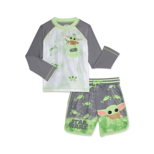 Baby Yoda Toddler Boy Rash Guard Swim Set, 2Piece, Sizes 12M5T