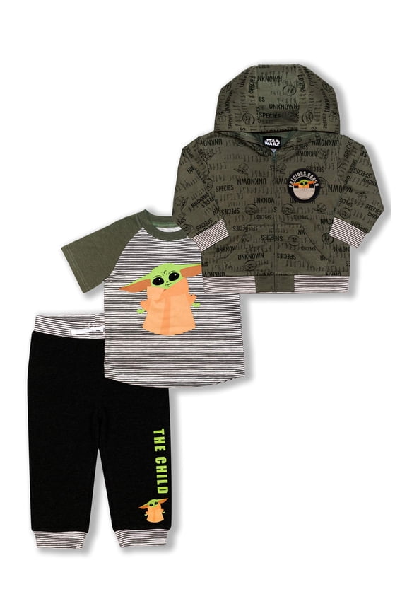 Baby Yoda Toddler Boy Sweatshirt, T-Shirt & Jogger Pants Outfit Set, 3-Piece (2T-5T)