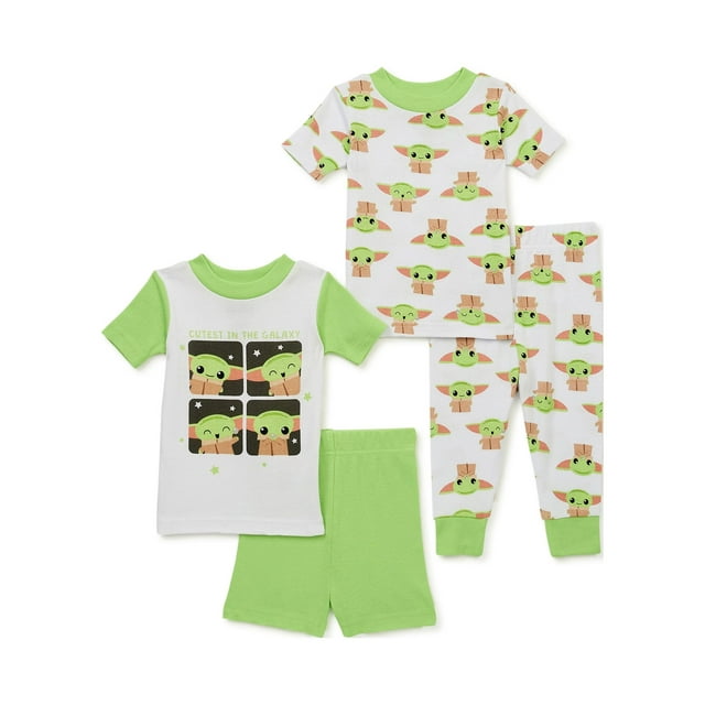 Baby Yoda Toddler Boy T-Shirt, Short, and Pants Pajama Set, 4-Piece, Sizes 12M-5T