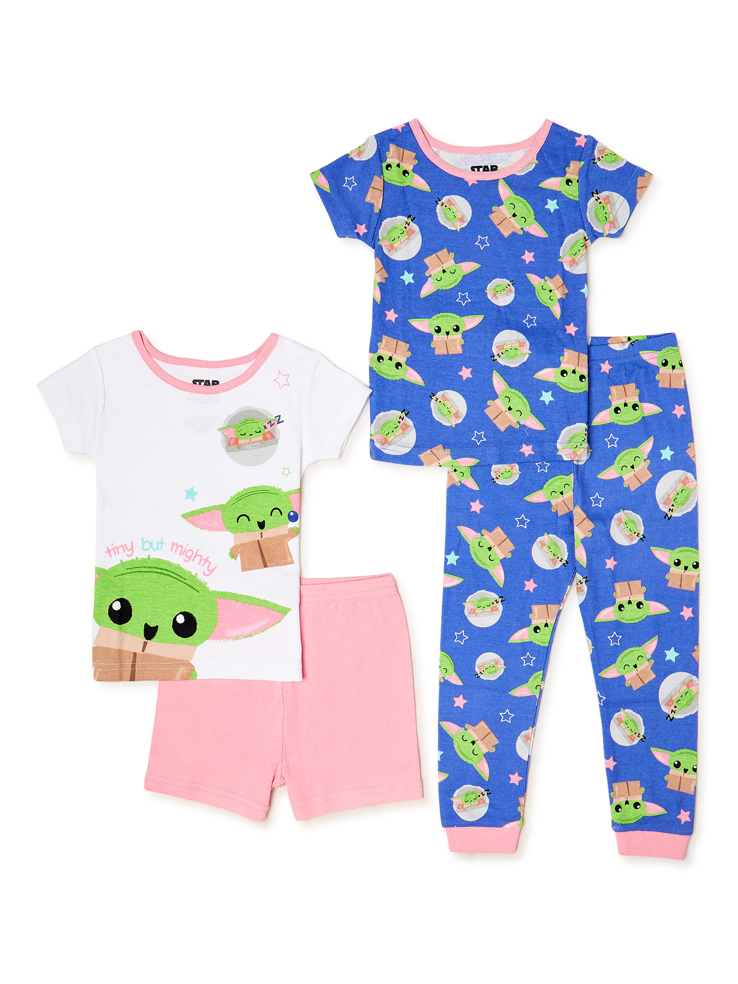 Baby Yoda Toddler Girl T-Shirt, Short, and Pant Pajama Set, 4-Piece, Sizes 2T-4T - image 1 of 3