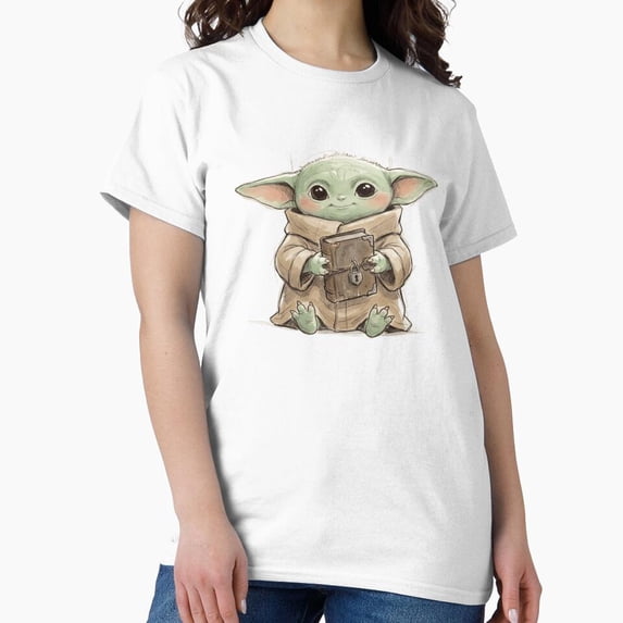 Baby Yoda with Locked Book Vintage Dark Academy Secret Diary Grogu T-Shirt
