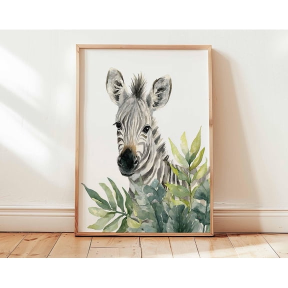 Baby Zebra Safari Wall Art Print, Unframed Paper Poster 8x10in