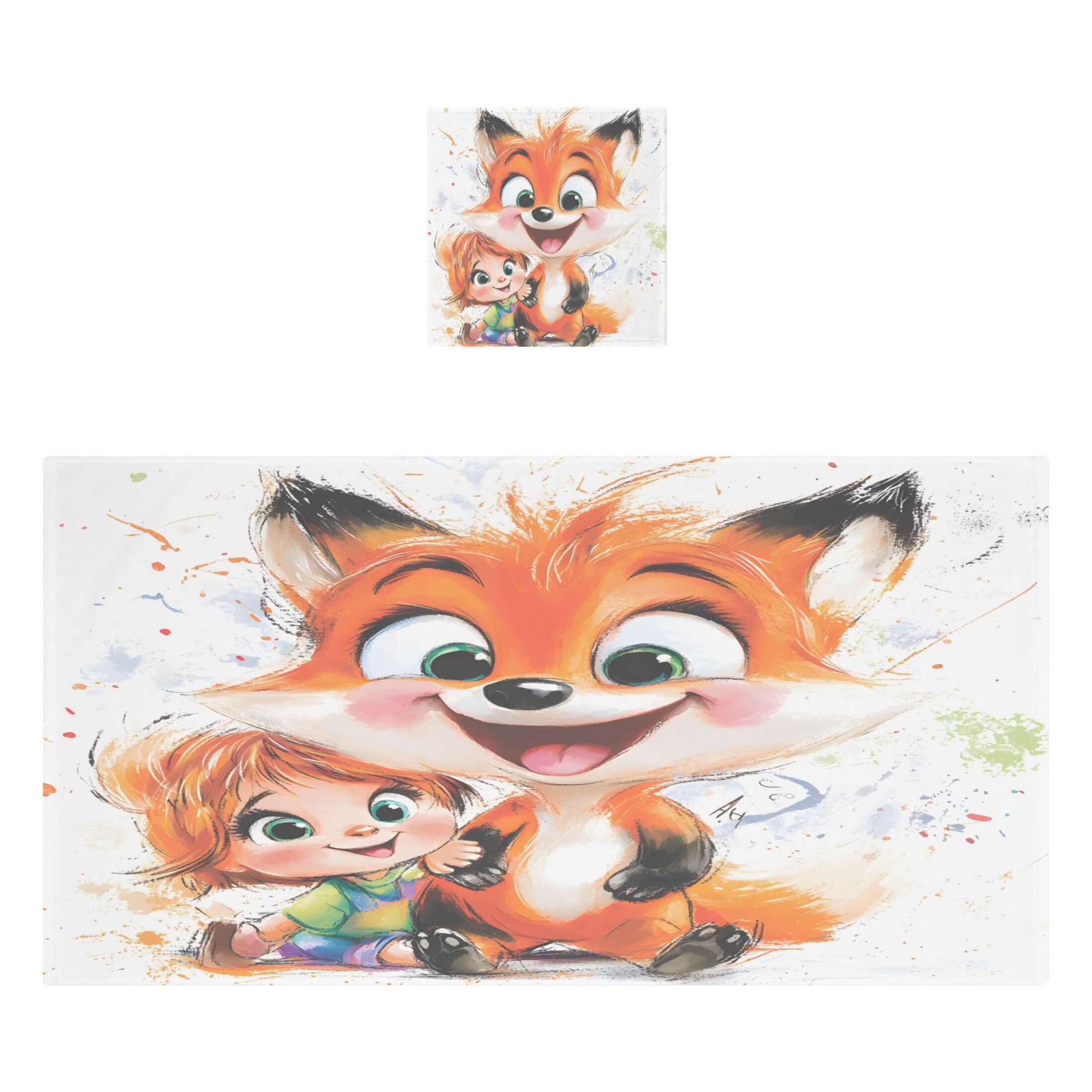 Baby and Fox 2 Piece Cotton Bath and Face Towel Set Soft and Absorbent, for Beach Pool Bathroom