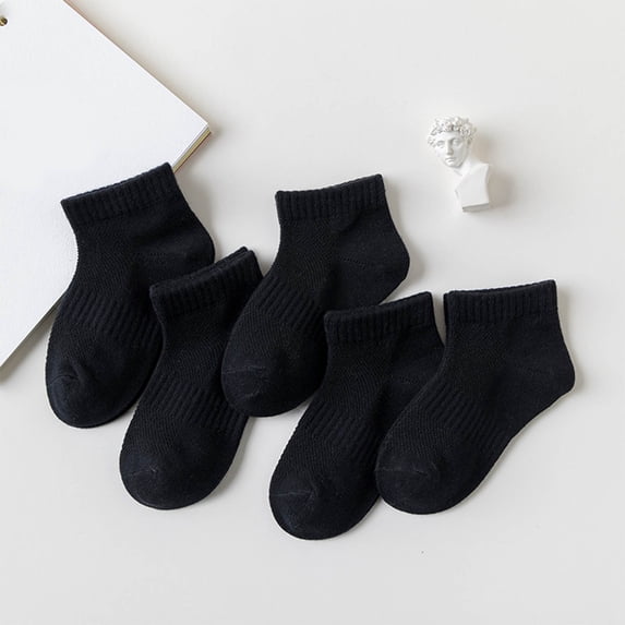 Baby and Toddler Crew Socks, 5 Pack, Size 1-12Y 1_Black 3 Years
