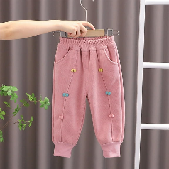 Baby and Toddler Girls Pull-On Fleece Sweatpants Toddlers Active Jogger Pants Basic Track Pants for Baby Pink 4 Years