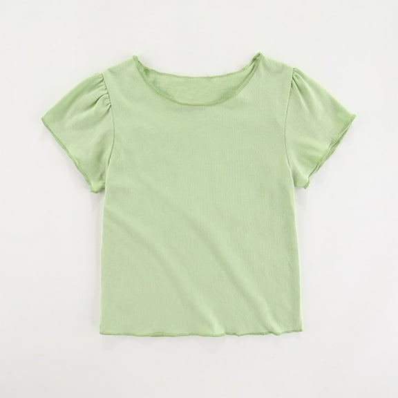 Baby and Toddler Girls Short Sleeve T-Shirts Cotton Crewneck Shirts Basic Solid Tees Summer Casual Tops 6Months-5Years