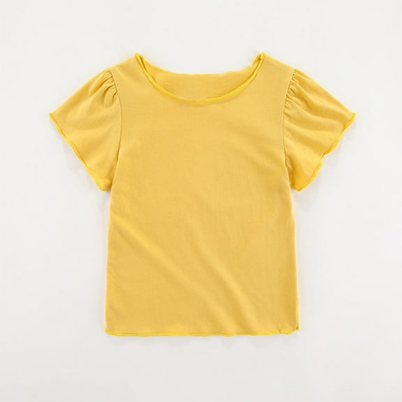 Baby and Toddler Girls Short Sleeve T-Shirts Cotton Crewneck Shirts Basic Solid Tees Summer Casual Tops 6Months-5Years