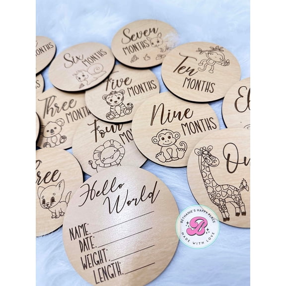 Baby animal milestone markers, baby milestone discs, monthly milestone disc set, milestone cards, baby gifts, baby shower gift