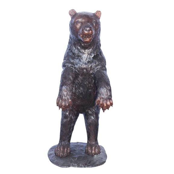 Nifao Baby bear on hind legs ready to attack bronze statue, Home Decor Sculpture, 21"L x 19"W x 40"H