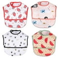 thumbnail image 1 of Baby bibs Waterproof Todder bib - Feeding Bib with Crumb Catcher Pocket Starter Bib For Infants Boys Girls Washable Soft Stain and Odor Resistant 4 Packs 6-24 M, 1 of 7