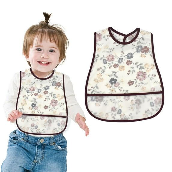 Baby bibs Waterproof Toddler bib - Feeding bib with Pocket for Infant Boy Girl Washable 6-36M