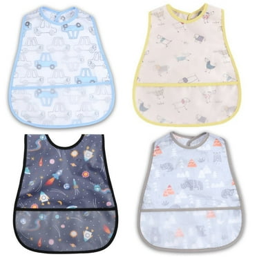 Baby bibs Waterproof Toddler bib - Feeding bib with Pocket for Infant Boy Girl Washable 6-36M
