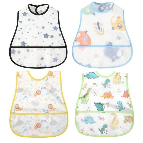 Baby bibs Waterproof Toddler bib - Feeding bib with Pocket for Infant Boy Girl Washable 6-36M