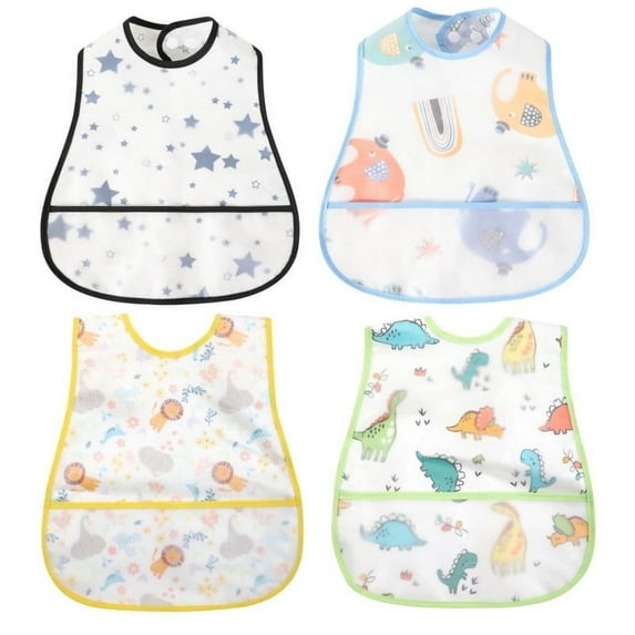 Baby bibs Waterproof Toddler bib - Feeding bib with Pocket for Infant Boy Girl Washable 6-36M