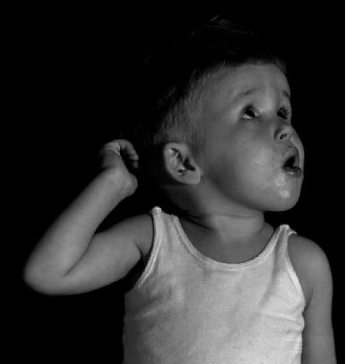 Baby boy in tank top looking up with mouth open Canvas Art - (18 x 24)