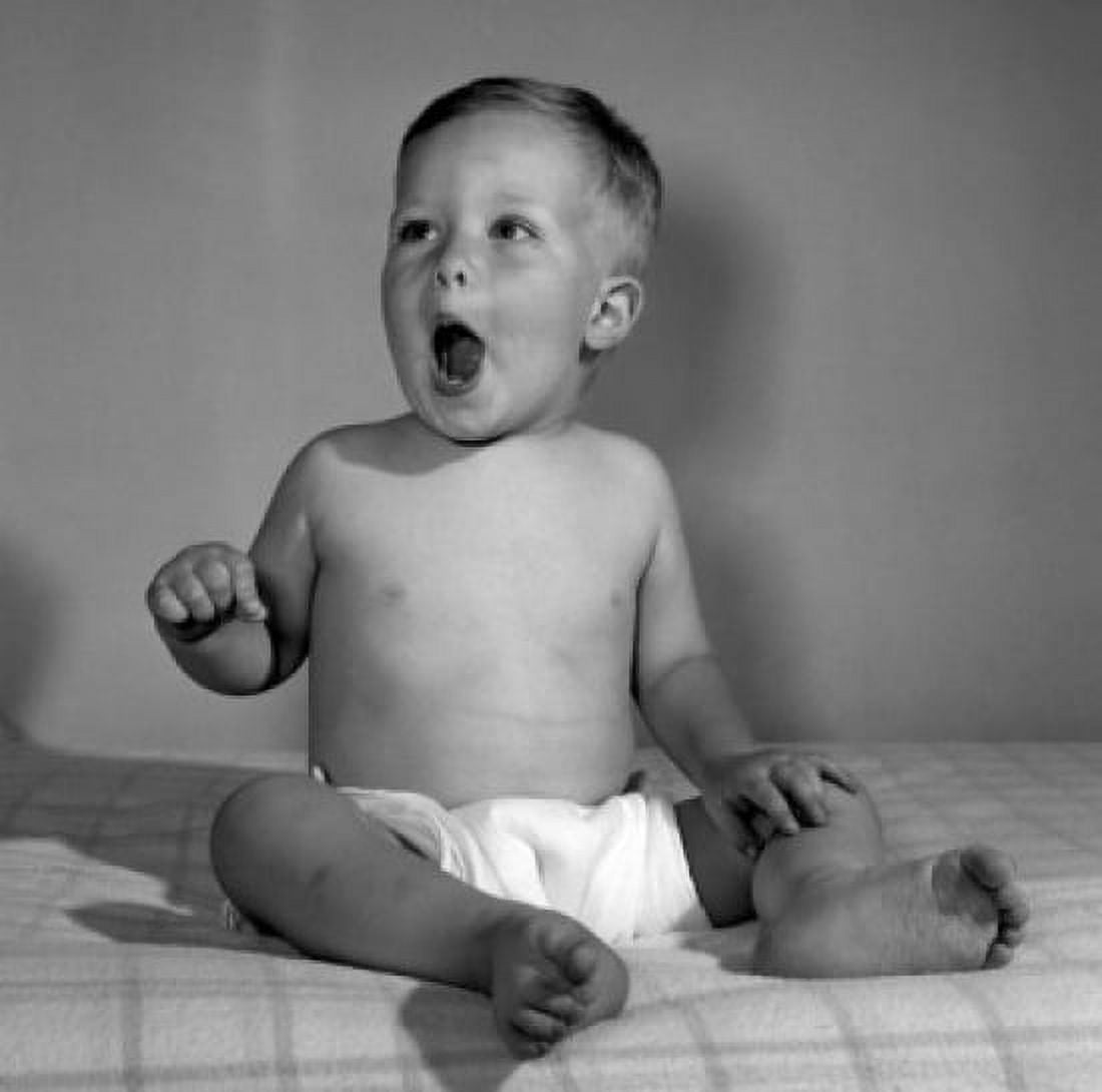 Baby boy wearing diaper and making faces Canvas Art - (24 x 36)