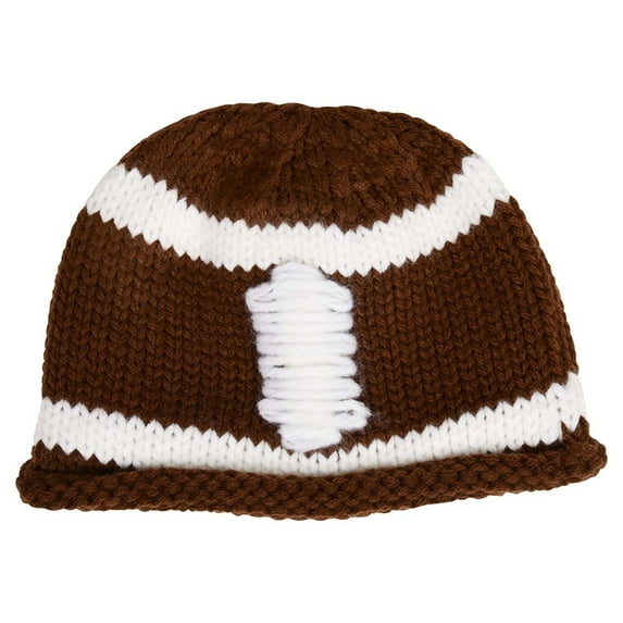 Baby boys or girls brown knit crochet football hat laces by juDanzy (0-6 Months)